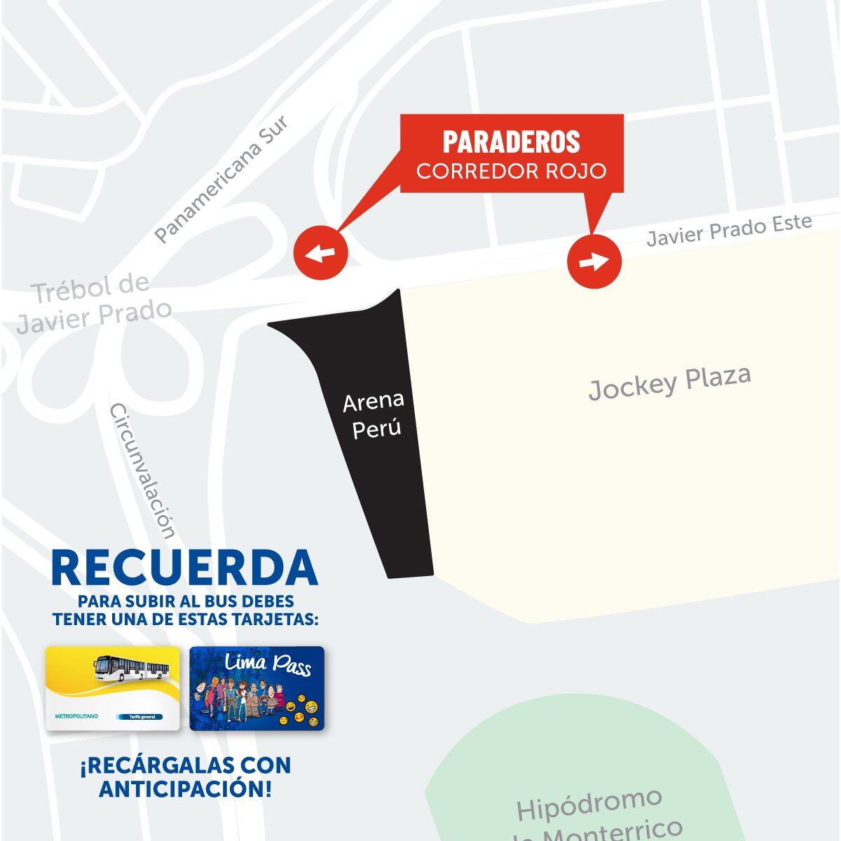 Ruta del “Zona Bus” del Corredor Rojo para el regreso a asistentes al concierto de Andrés Calamaro.