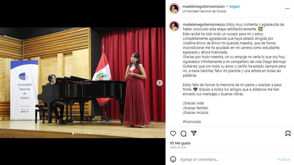 Madeleine Gutiérrez, hija de Tongo, obtuvo su licenciatura y lo celebró recordando a su padre. (Foto: Captura)