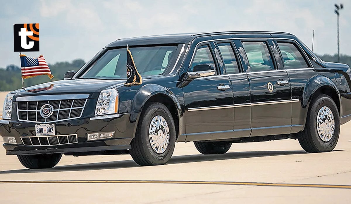 ‘La Bestia’, el Cadillac One negro de siete toneladas, que transporta al mandatario de Estados Unidos.