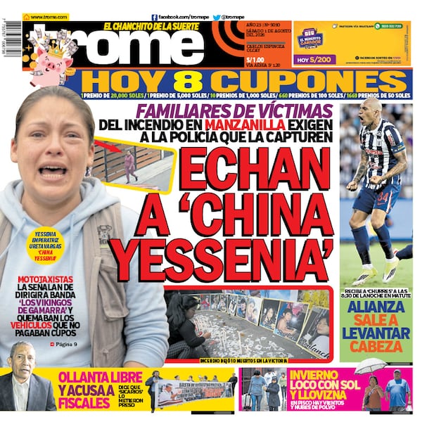 Portada Trome sábado 1 de agosto del 2026
