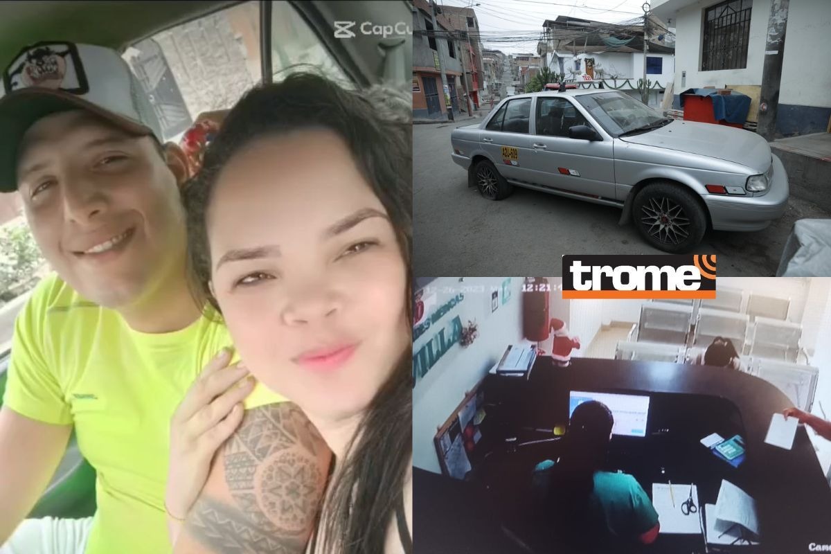 La auxiliar de enfermería Natalia Torres y su enamorado Bryan Méndez son autores del hurto de 16 mil soles. A un lado, el vehículo utilizado en la fuga y la mujer minutos antes de sustraer el dinero. | Composición: Diario Trome