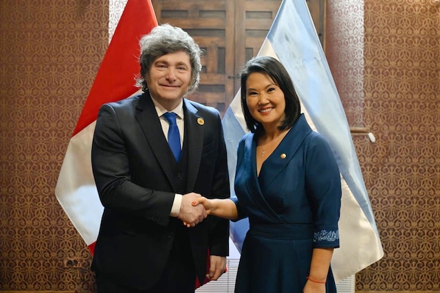 Keiko Fujimori y Javier Milei, presidente de Argentina. Foto: EFE/ @CancilleriaPeru