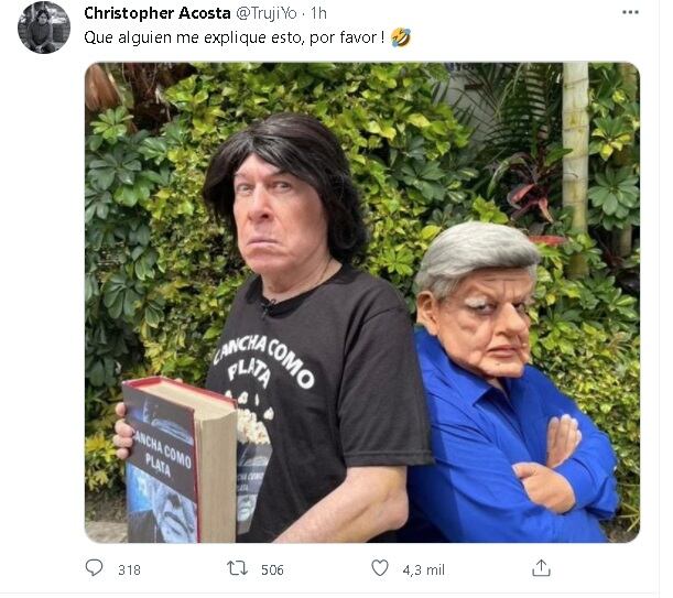 Periodista Christopher Acosta tomó con humor imitación. (Twitter)