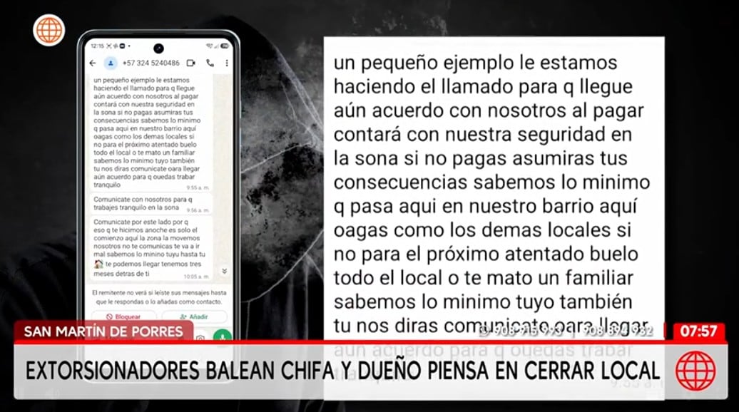 Mensajes d elos extorsionadores.