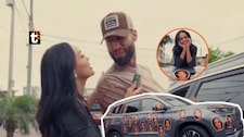 ¡Angie Arizaga marca territorio! Llenó auto de Jota Benz con stickers de su rostro: “¡Cuidado! Tengo novia”