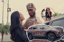 ¡Angie Arizaga marca territorio! Llenó auto de Jota Benz con stickers de su rostro: “¡Cuidado! Tengo novia”