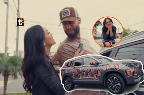 ¡Angie Arizaga marca territorio! Llenó auto de Jota Benz con stickers de su rostro: “¡Cuidado! Tengo novi...