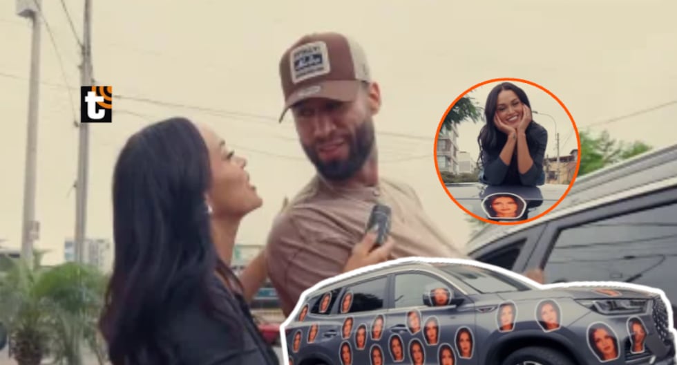 Angie Arizaga marks territory! He filled Jota Benz's car with stickers of his face: