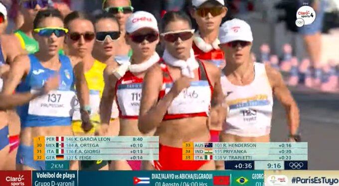 Atleta peruana pelea su posicón de liderato (captura: Claro Sports)