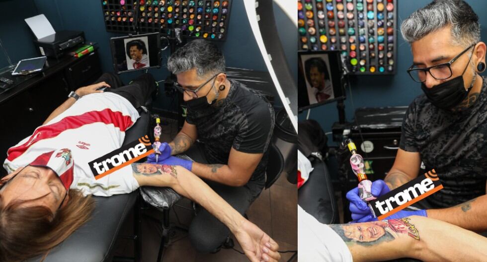 Javier, profesional del tatuaje, realizó uno del rostro de Gianluca Lapadula pata un hincha y gustó hasta al mismo 'Bambino'. (Entrevista: isabel Medina / Foto: Julio Reaño / Trome)