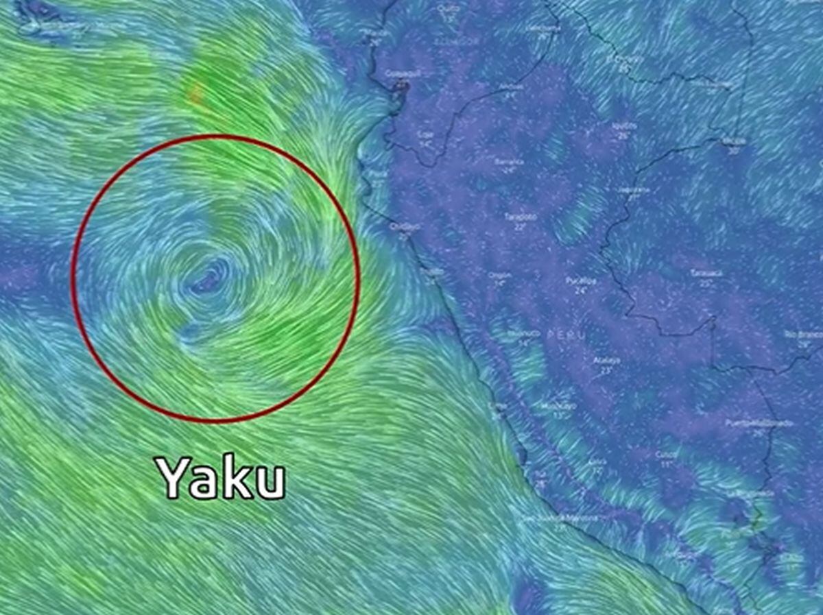 El ciclón Yaku frente a la costa norte peruana (Foto: Senamhi / Twitter)