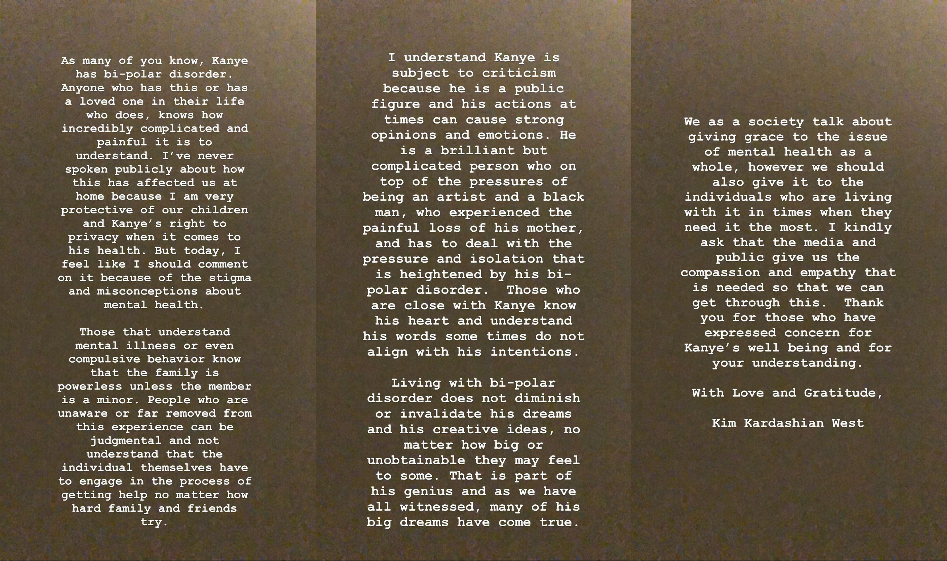Kim Kardashian pide “compasión y empatía” por la forma en la que actúa Kanye West. (Foto: Captura)