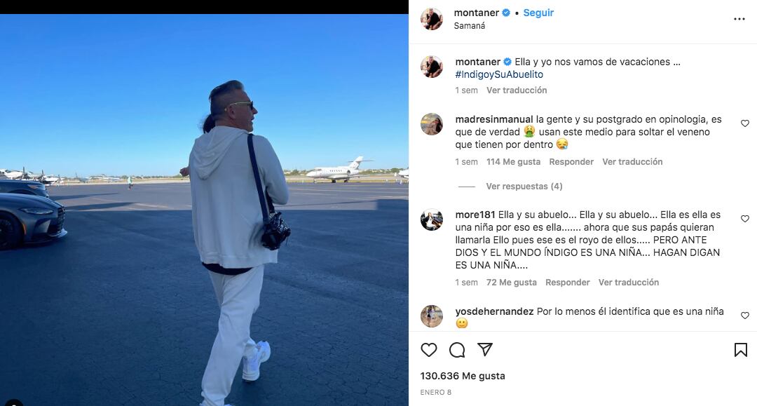 Captura de pantalla de la publicación Ricardo Montaner con Índigo, la cual generó discusión (Foto: Ricardo Montaner / Instagram)