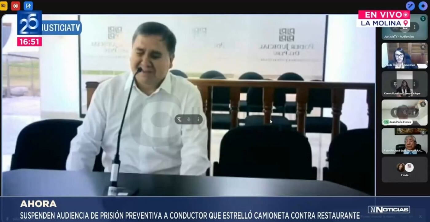 Miguel Ángel Requejo Astocóndor rompió en llanto durante audiencia de prisión preventiva tras estrellar auto contra restaurante 'El Charrúa'.