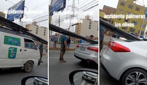 Accidente en Los Olivos: un auto quedó atravesado tras el choque