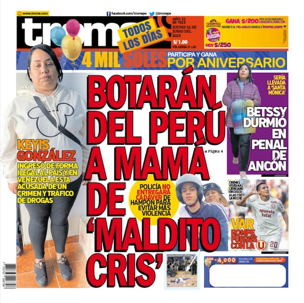 Portada Trome 22/06/2023