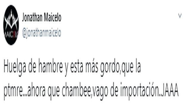 Jonathan Maicelo sobre la huelga de hambre de Mark Vito. (Twitter)