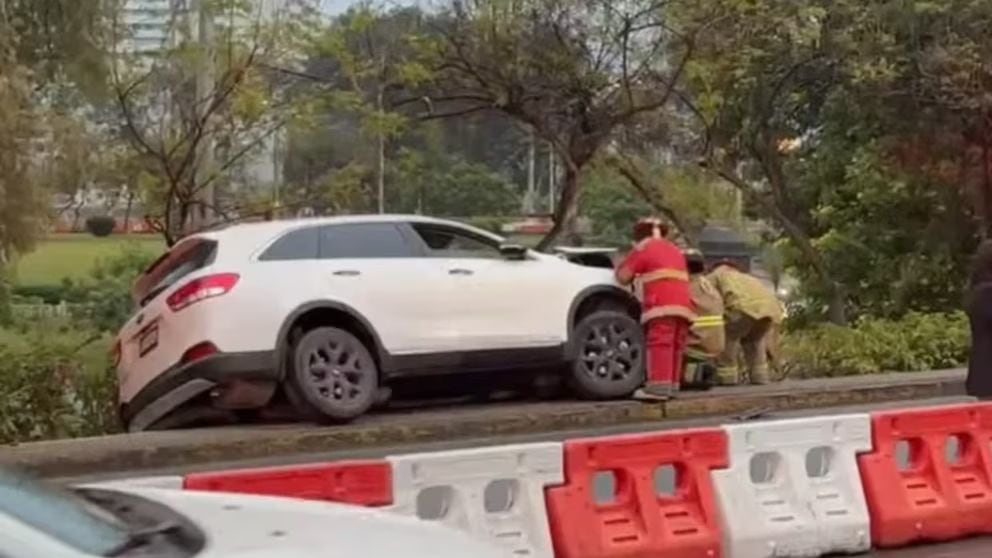 Auto terminó en las áreas verdes. Foto: RPP