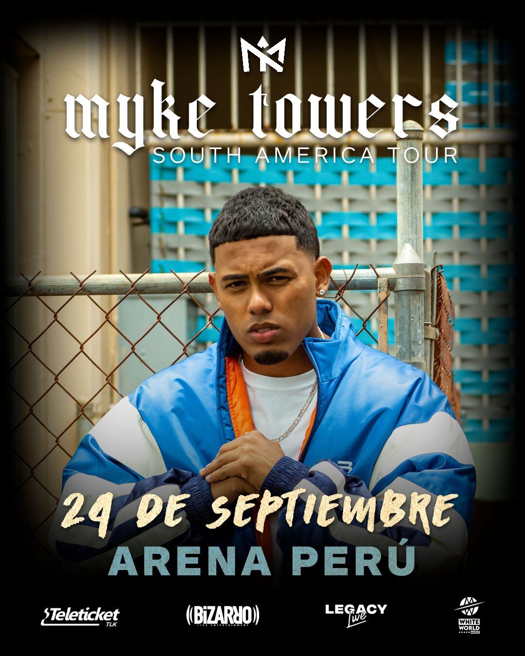 Myke Towers tenía previsto presentarse en el escenario del Arena Perú el próximo 24 de septiembre. (Foto: Teleticket)