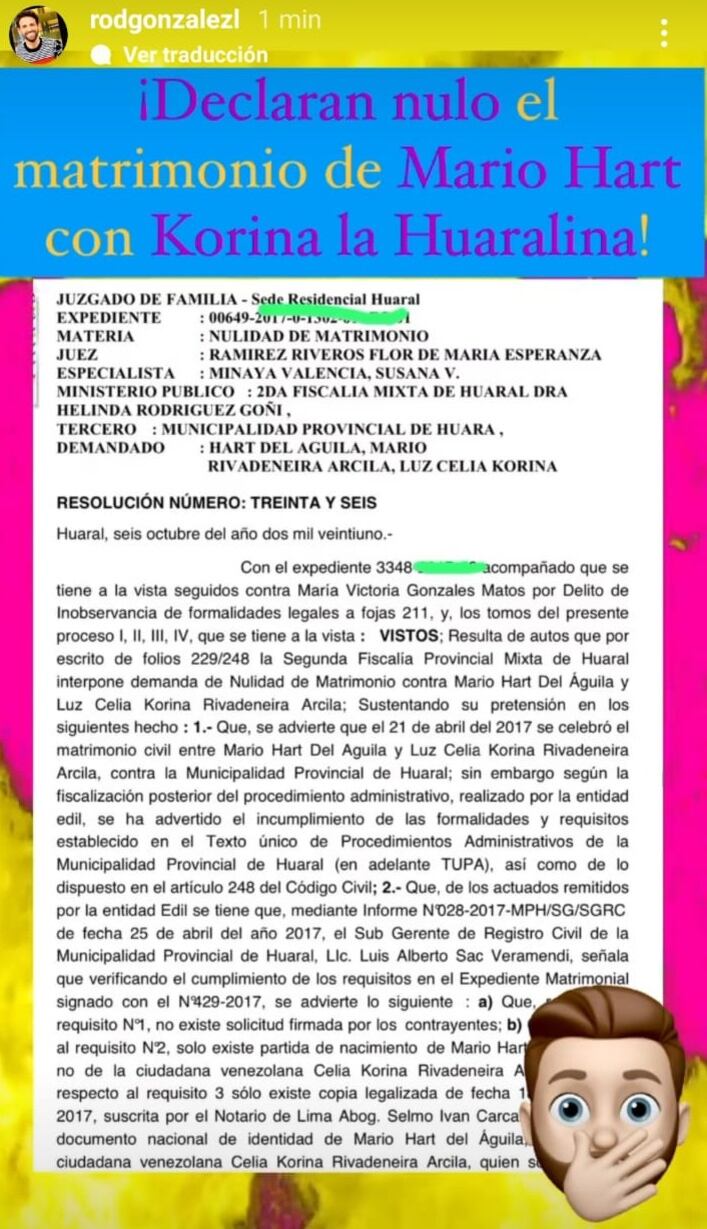 Rodrigo González revela que el matrimonio de Mario Hart y Korina Rivadeneira fue declarado nulo. Foto: Instagram.