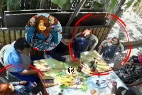 ¡Cayeron con sus Chuckys! Extorsionadores almorzaban con sus muñecos en cebichería a la que exigían 30 mi...