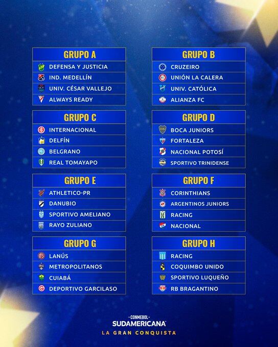 Estos son los grupos de la Copa Sudamericana 2024.