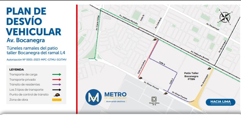 Conoce las avenidas que serán cerradas como parte del plan de desvío vehicular para avanzar las obras de la Línea 2 del Metro de Lima y Callao.