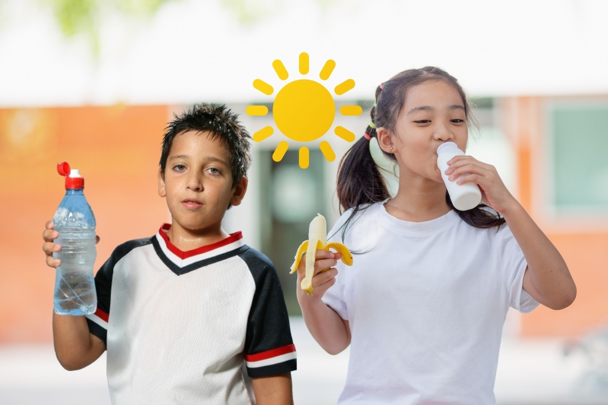 Mucha agua, fruta y vegetales en loncheras para prevenir golpes de calor. Fotos: Istock/Flaticon.