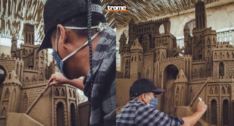Artista escultor de arena, Rubén Rebatta, en entrevista con Trome, conversó sobre sus obras en el Castillo de Chancay. (Isabel Medina)