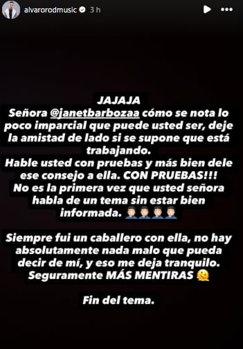 Álvaro Rod arremete contra Janet Barboza