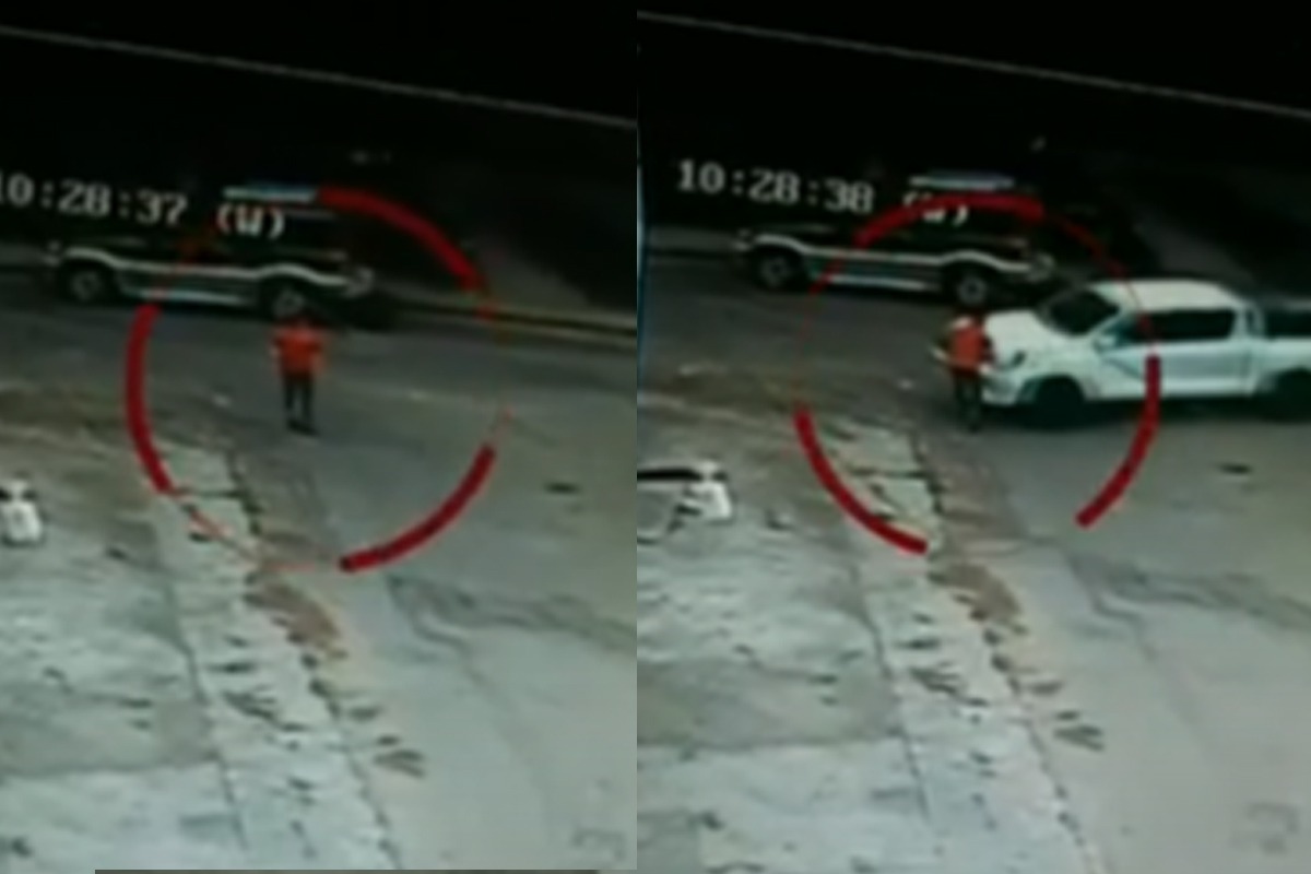 El accidente, registrado por cámaras de seguridad, muestra como el hombre fue atropellado a pesar de detenerse al percatarse de la aproximación del vehículo.