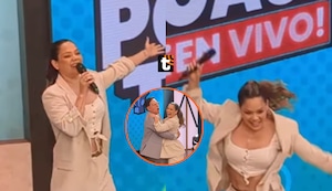 Andrea San Martín casi sufre fuerte caída EN VIVO, pero Ricardo Rondón la salvó a tiempo: Mira qué pasó