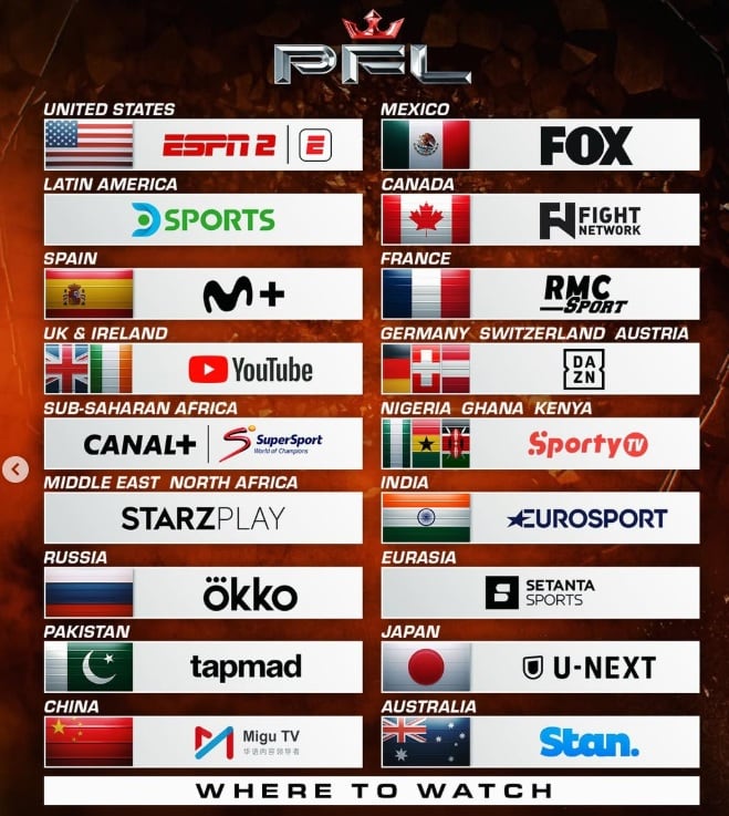 PFL puede ser visto en todo el mundo