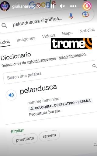Giuliana Rengifo deja en claro el significado de pelandusca. Foto: Instagram