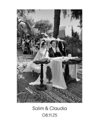 Salim Vera y Claudia Sobenes en su matrimonio en Arequipa.