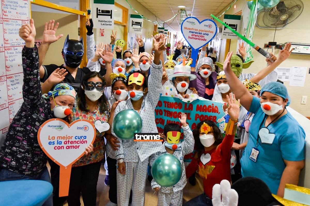 Clauns y personal de salud llevan terapia de la alegría para ayudar a la recuperación de niños hospitalizados en el Instituto Nacional de Salud del Niño - San Borja.