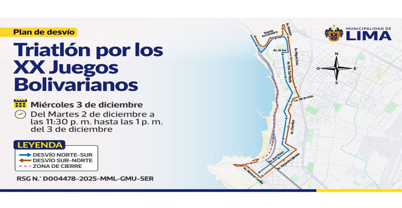 Desvío en la Costa Verde por Juegos Bolivarianos. Foto: MML