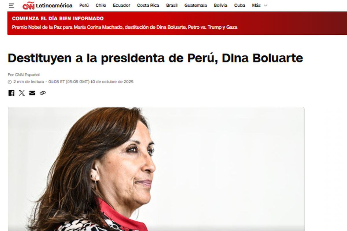 CNN en Español informa sobre la vacancia de Dina Boluarte como presidenta del Perú. Foto: CNN en Español