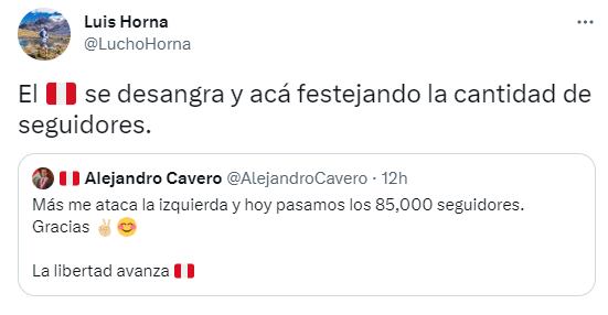 Luis Horna criticó son severidad gestión del congresista Alejandro Cavero. Foto: Captura.
