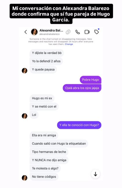Modelo responde a Oswaldo Villalobos sobre relación entre Hugo García e Isabella Ladera. (Instagram: @oswaldovillalob_)