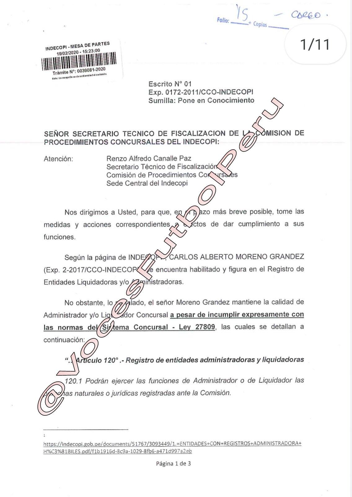 Denuncia ante Indecopi (1):