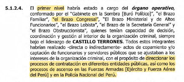 Primer nivel de la presunta organización criminal.