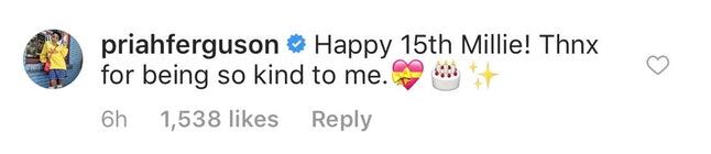 Priah Ferguson saluda a Millie Bobby Brown (Foto: Captura de pantalla de Instagram)