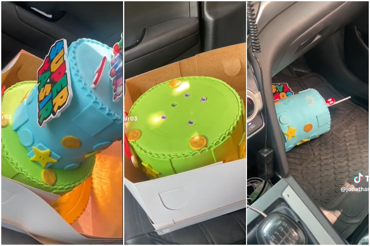 Hombre derribó una torta mientras manejaba su auto. (Foto: @jonathanyasir03 / TikTok)