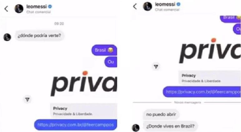 Los supuestos chats entre Lionel Messi y Fernanda Campos.