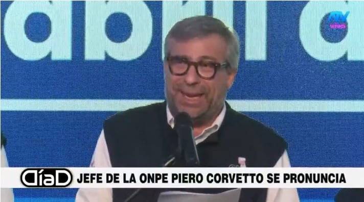 Piero Corvetto, presidente de la ONPE, confirma que las elecciones se extienden hasta este lunes 13 de abril.