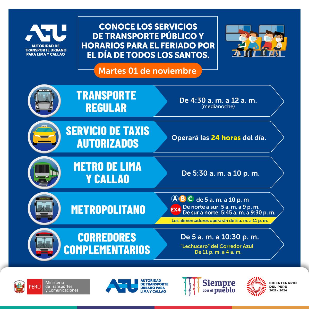 Conoce el horario especial que tendrán los servicios de transporte público en Lima y Callao