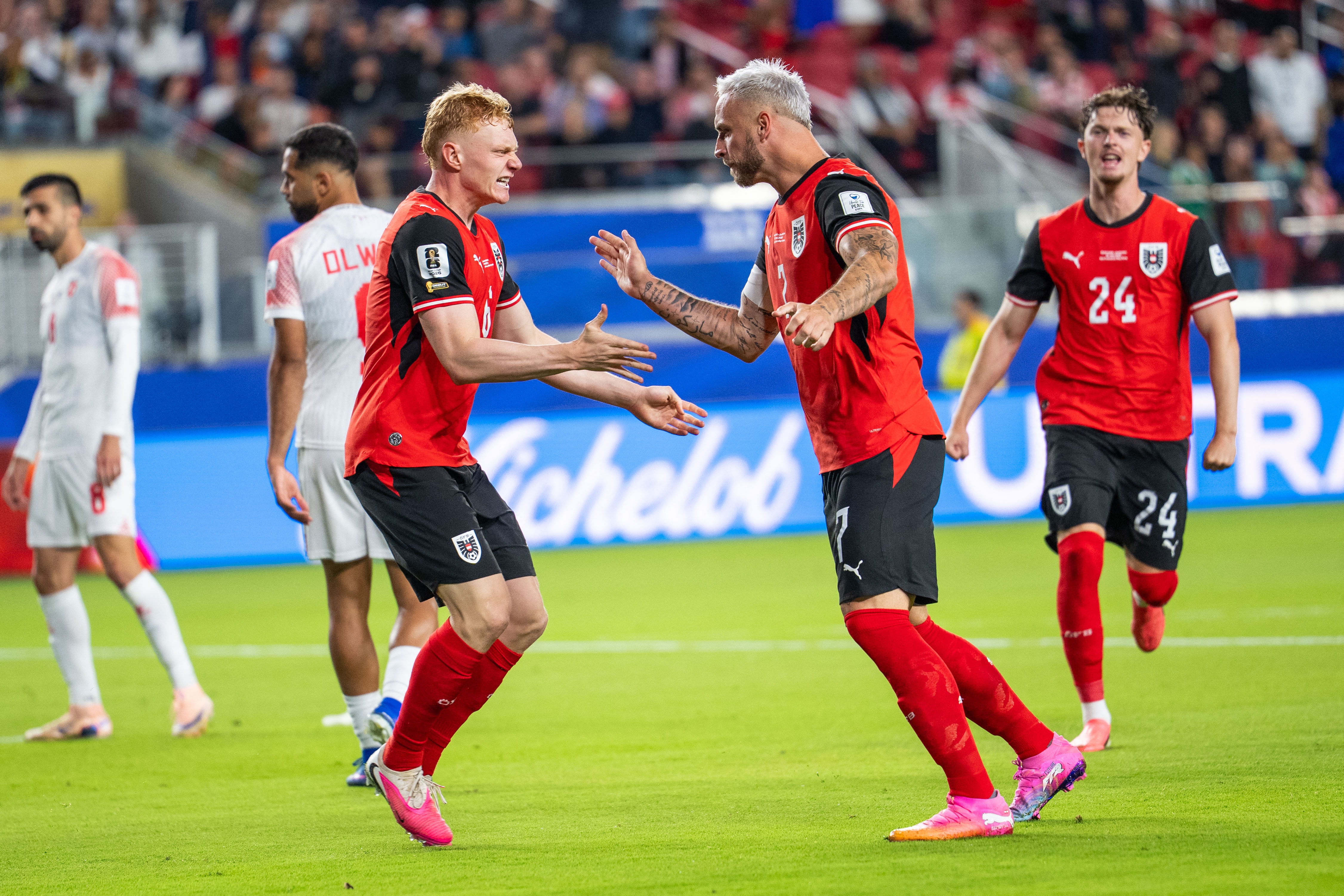 Austria sumó sus tres primeros puntos en el Mundial 2026. (Photo by GEORG HOCHMUTH / APA / AFP) / Austria OUT / SOUTH TYROL OUT