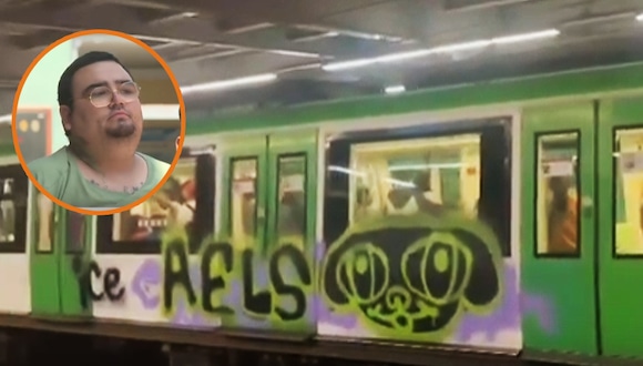 Vándalos hacen pintas en tren eléctrico