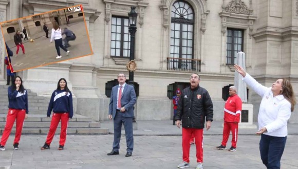 TROME | Ministro Morgan Quero sufre tropezón en partido de vóley en Palacio (TV Perú)